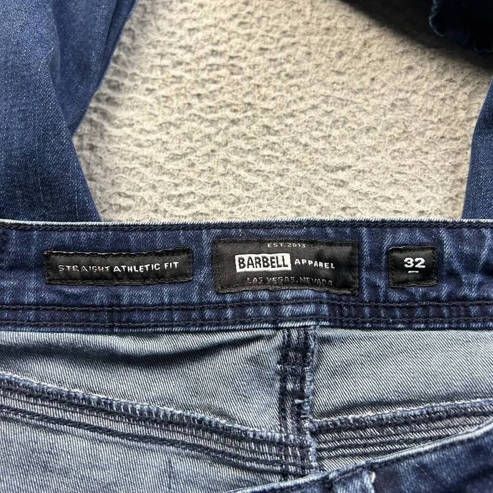 Barbell Apparel Jeans Mens 32x32 Blue Medium Wash Straight Athletic Fit Stretch